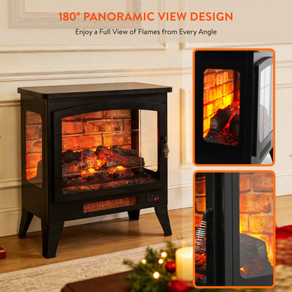 21 inchThree-sided Freestanding Electric Fireplace Stove heater with 3D Flame effect with remote control image 6