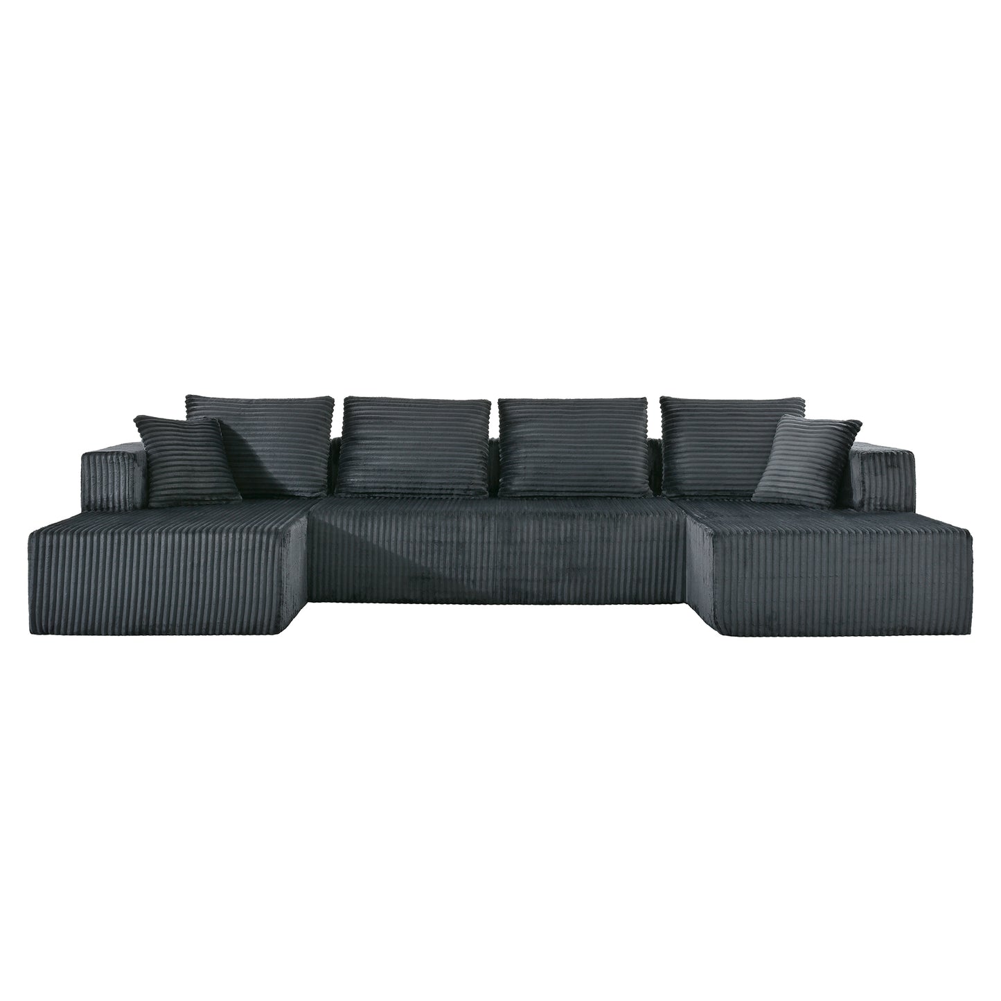 132.1 Inch Modular Sectional Sofa, U-Shaped Corduroy Sofa Couch with Double Chaise, Oversized Deep Seat Cloud Couch for Living Room, Apartment, Gray image 8