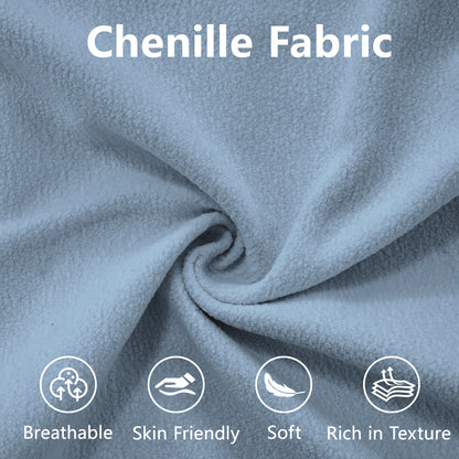 Cloud Couch Sectional Sofa for Living Room, Chenille 2 Seater Sofa with 2 Lumbar pillows and 2 throw pillows, Upholstered Wide Arm Sofa with Convertible Ottoman,Chenille Blue image 4