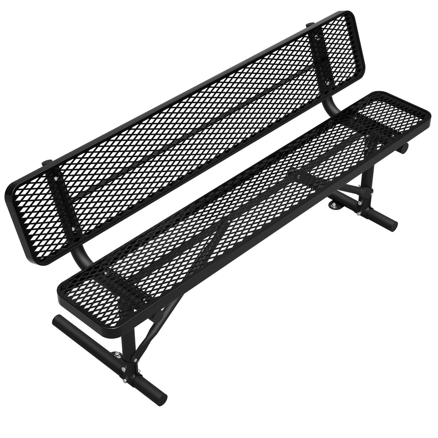 72" Heavy Duty Metal Picnic Bench for 3-4 Adults, Outdoor Dining Table with 882LBS Capacity, Galvanized Steel Rustproof Frame, Diamond Mesh Top – For Garden, Patio, Park, School, Commercial image 10