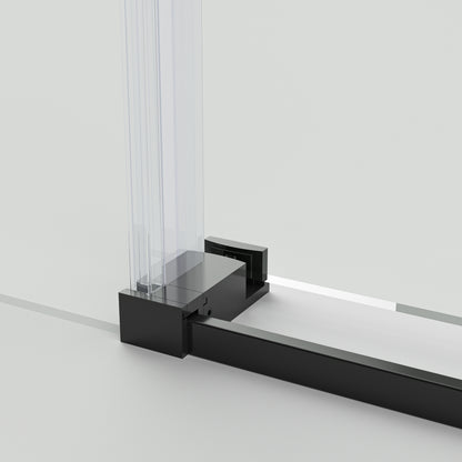 56-60"W x 76"H Frameless Shower Door, Sliding Shower Door, with Premium 5/16"(8mm)Thick Tempered Glass Shower Enclosure,Chrome Matte Black With Buffer, kd image 7