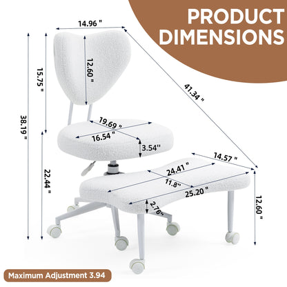 Meditation chair, an ergonomic cross-legged seating chair with lumbar support and a height-adjustable seat cushion, ideal for people engaged in high-intensity office work. Beige image 7