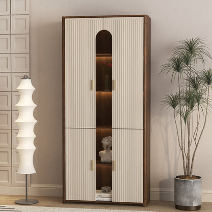 Display Cabinet with Doors,Bookcase with LED Lights, Display Case for Collectibles Bedroom Living Room Office image 7