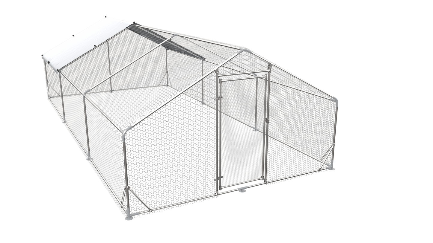 Large Metal Chicken Coop Walk-in Poultry Cage Hen Run House Rabbits Habitat Cage Spire Shaped Coop with Waterproof and Anti-Ultraviolet Cover (19.5' L x 9.7' W x 6.4' H) image 6