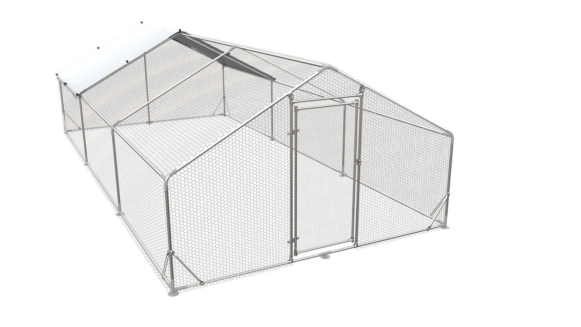 Large Metal Chicken Coop Walk-in Poultry Cage Hen Run House Rabbits Habitat Cage Spire Shaped Coop with Waterproof and Anti-Ultraviolet Cover (19.5' L x 9.7' W x 6.4' H) image 6