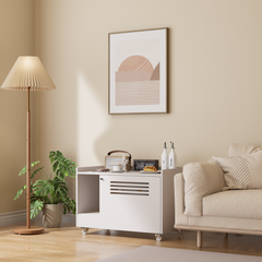 White Cat Litter Box Enclosure,Hidden Litter Box Furniture with top side fence,Wooden Pet House Side End Table, Storage Cabinet Bench for Living Room,,Bedroom, Fit Most of Litter Box