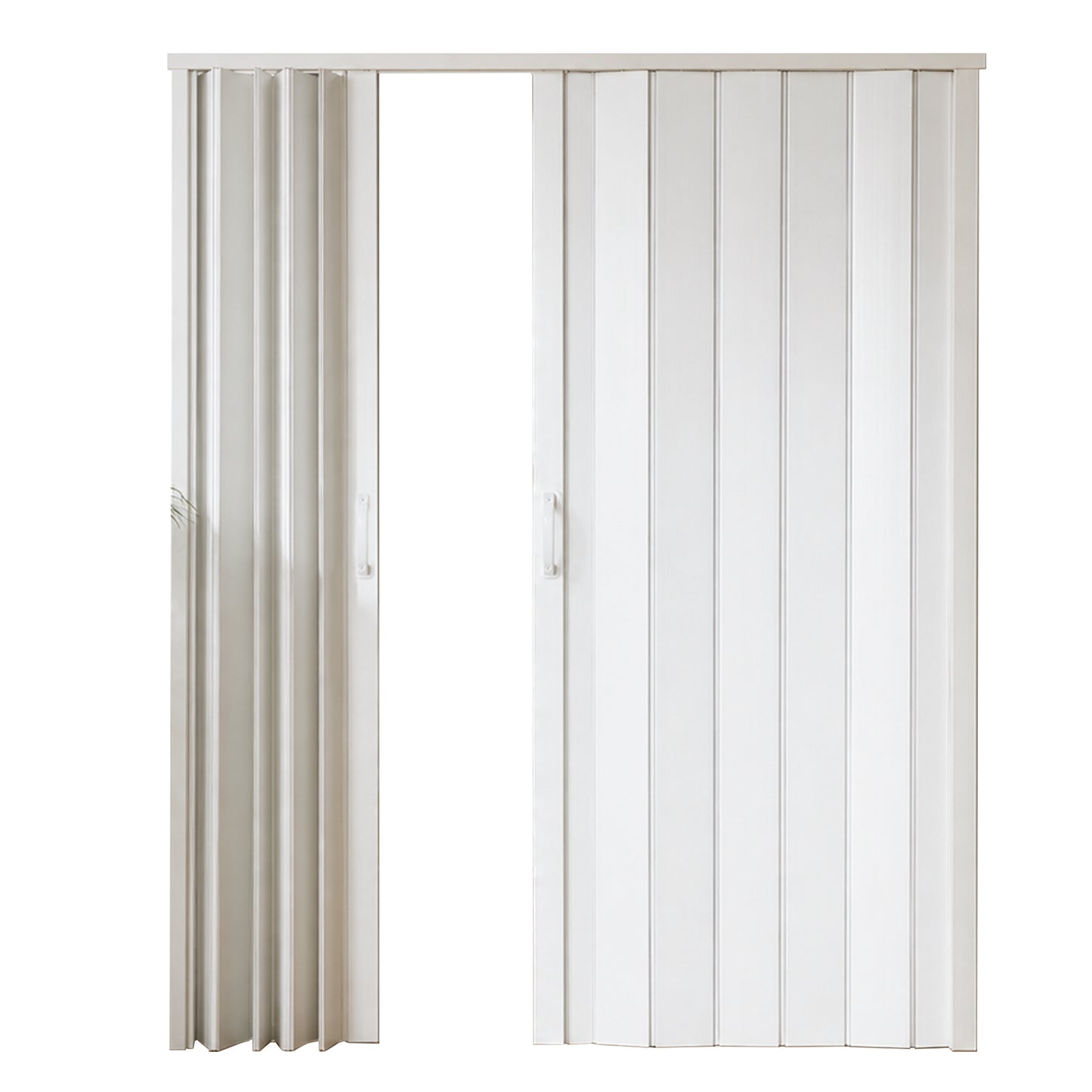 59"x77" PVC Accordion Folding Door, Double-Opening Heavy Duty Room Divider with Quiet Rollers & Dual Handles, Waterproof & Warp-Resistant – For Closet, Bedroom, Laundry image 12