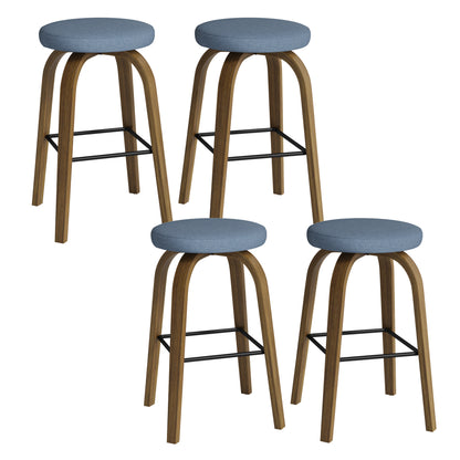 AILUNWALL Swivel Bar Stools Set of 2, Bar Height Backless 30″ Bar Stool, Fabric Upholstered Seat, Sturdy Wood Legs and Metal Footrest, Mid-Century Modern Island Stools for Home Bars, Restaurants, Blue image 12