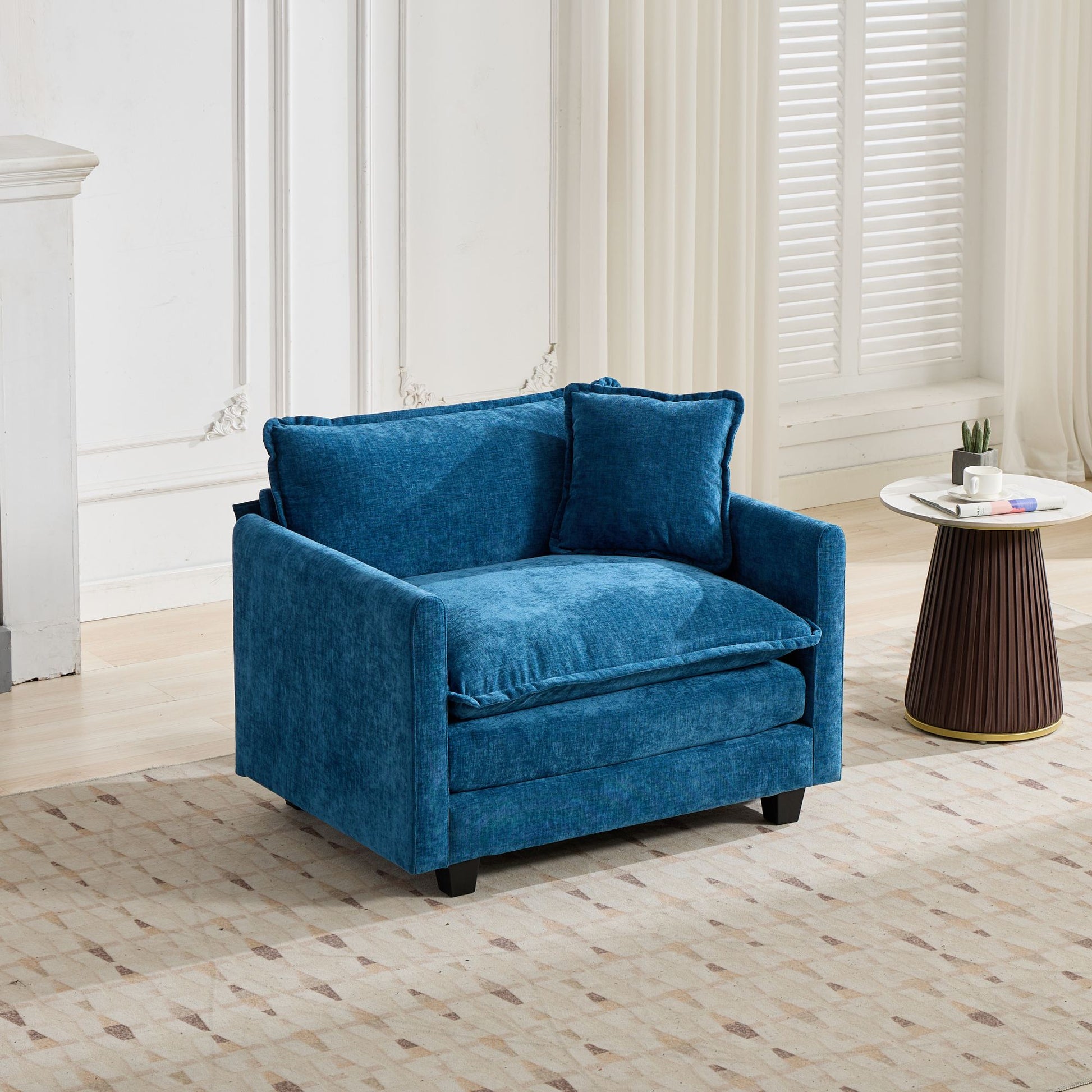 Cloud Sofa one Seat (Armrests are not included), Modern Sectional Couch, for Living Room Bedroom and Apartment, Comfy Double Layer Upholstered Seat Cushion, Breathable Chenille Fabric, Blue image 4