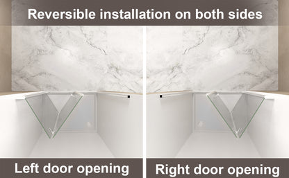31-30"x 72" Bifold Shower Door, 1/4"(6mm) Tempered Glass, Chrome Aluminum Frame, Explosion Proof Film image 12
