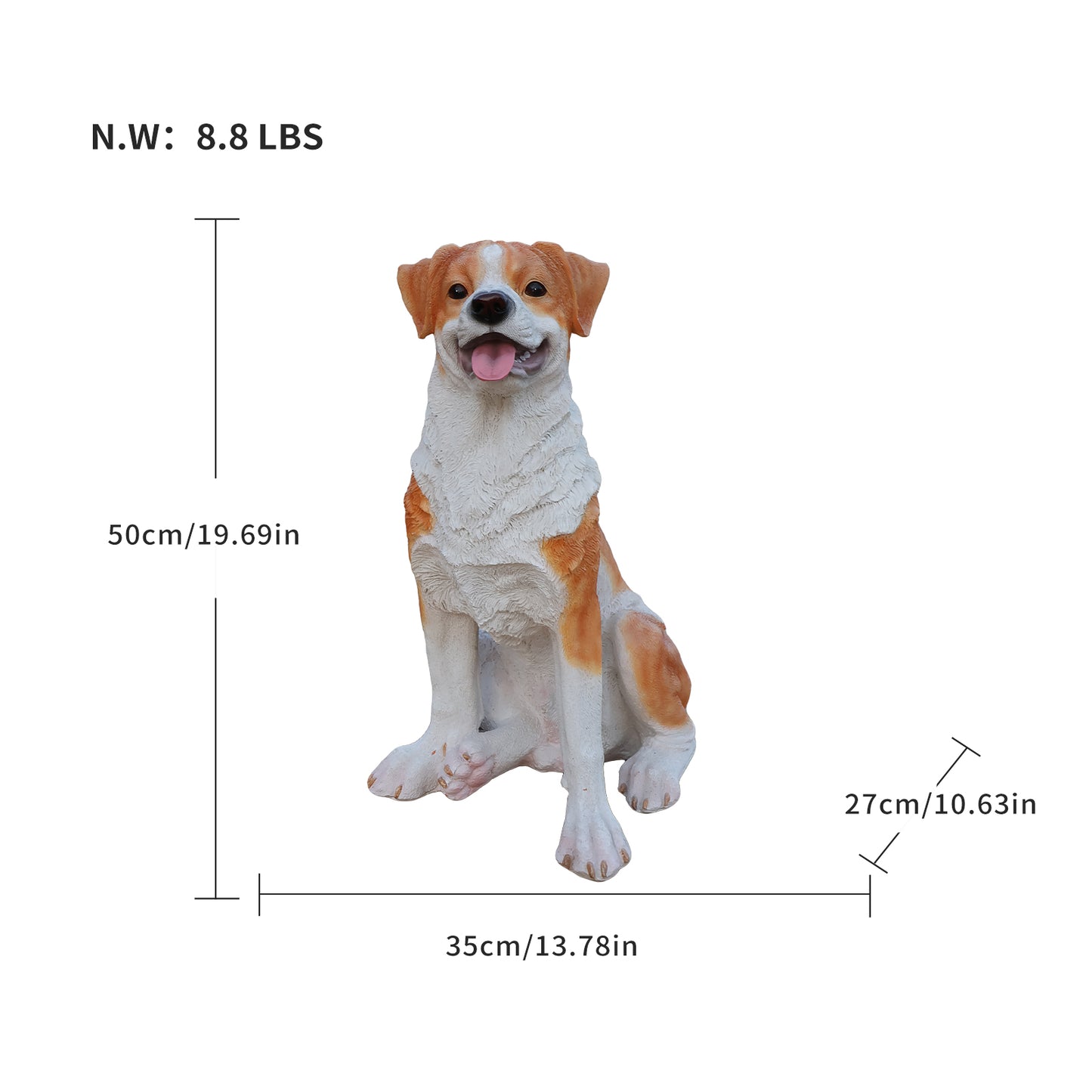 Lifelike Hound Dog Statue, Realistic Resin Animal Figurine for Indoor Outdoor Garden Lawn Yard Home Decor, Art Craft Gift, Brown+White image 3