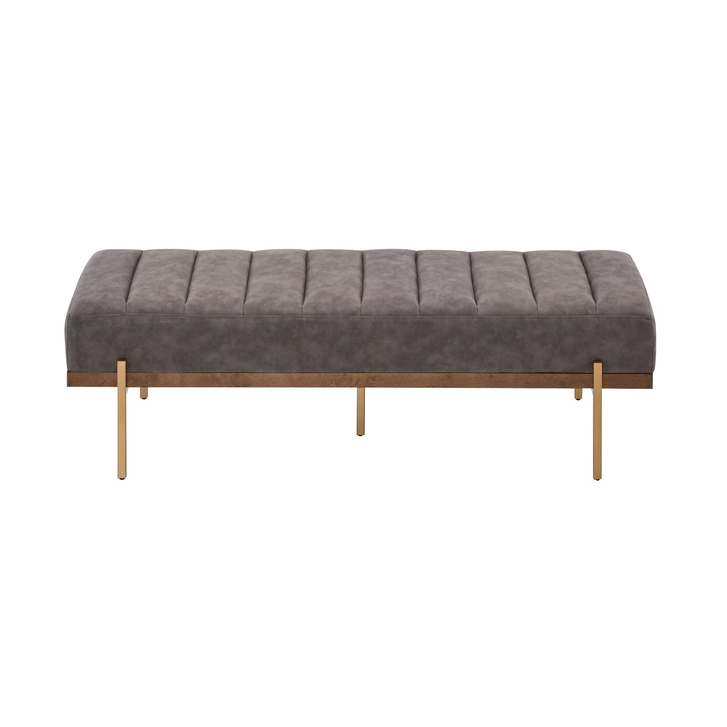Upholstered Channel Tufted Ottoman Bench Seat with Gold Legs image 3