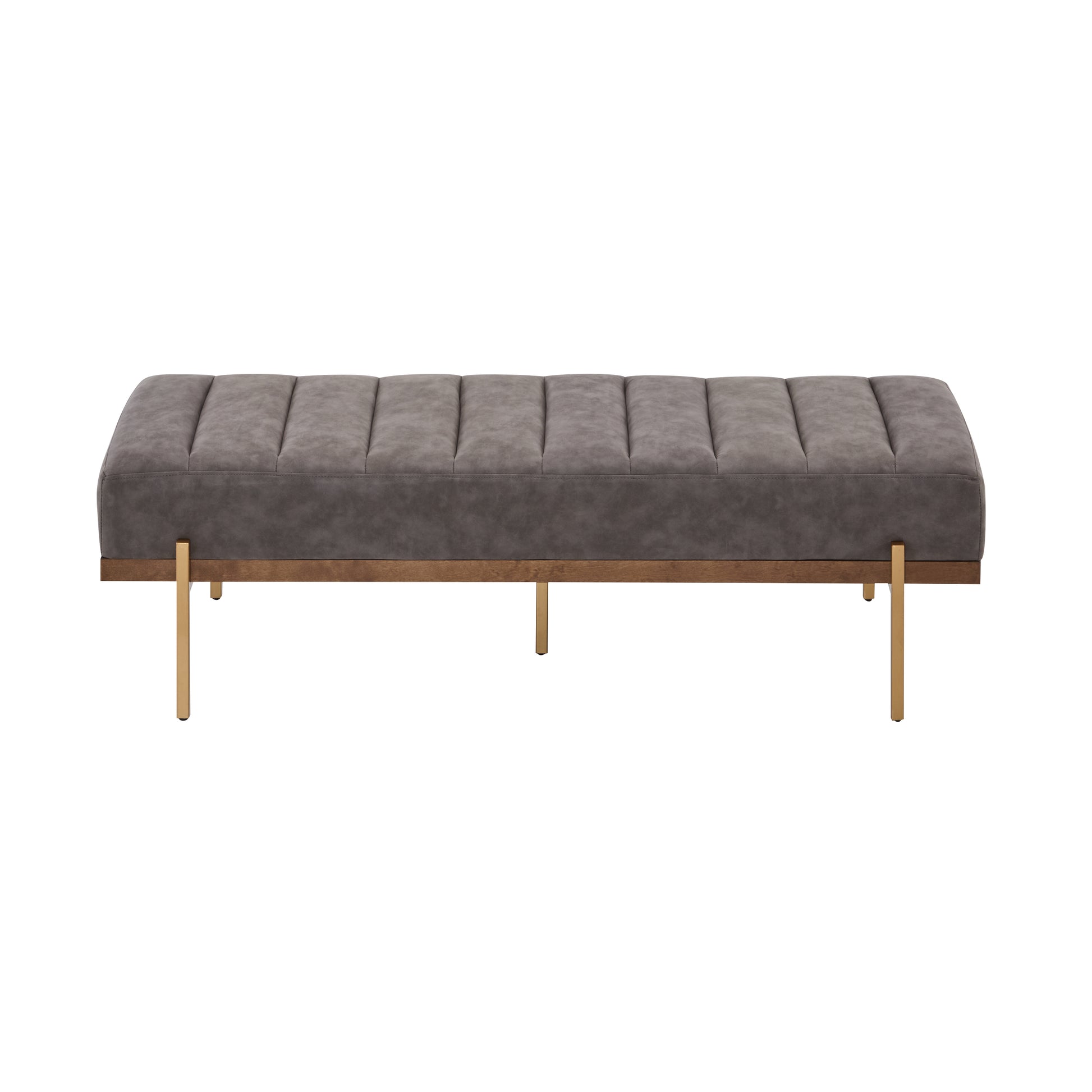Upholstered Channel Tufted Ottoman Bench Seat with Gold Legs image 3