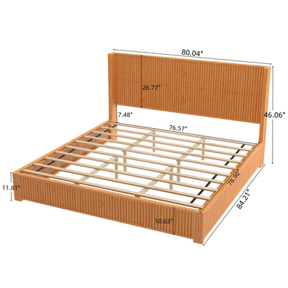 Solid Wood Platform Bed Frame with Headboard, No Box Spring Needed, Floor-standing bed, Easy Assembly, King Size, Natural image 8