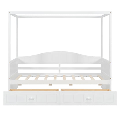 Twin Size Canopy Day Bed with 2 Drawers, White(Old SKU: N708P373435K) image 12