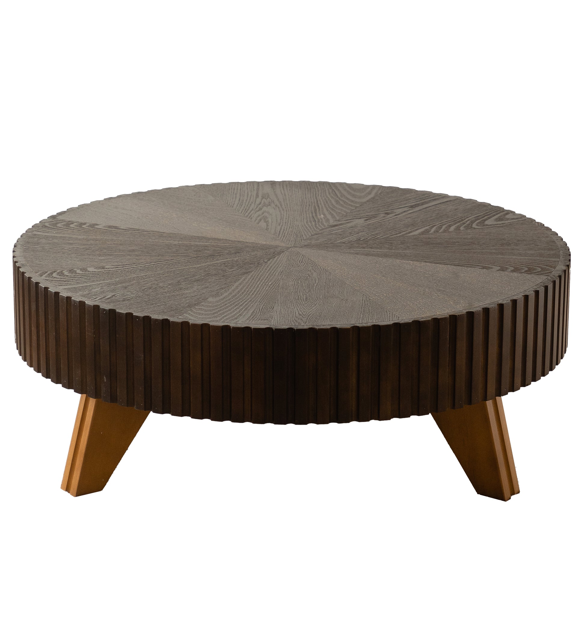 35.4 "Round Retro Coffee Table, Coffee Table Suitable For Coffee and Home Decor, Brown image 11