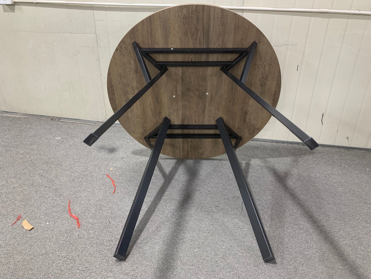 35.43 Inch Round Dining Table, Small Circle Kitchen Table with Metal Black Legs for 2-4 people,Modern Dining Room Table, Brown (only table) image 2