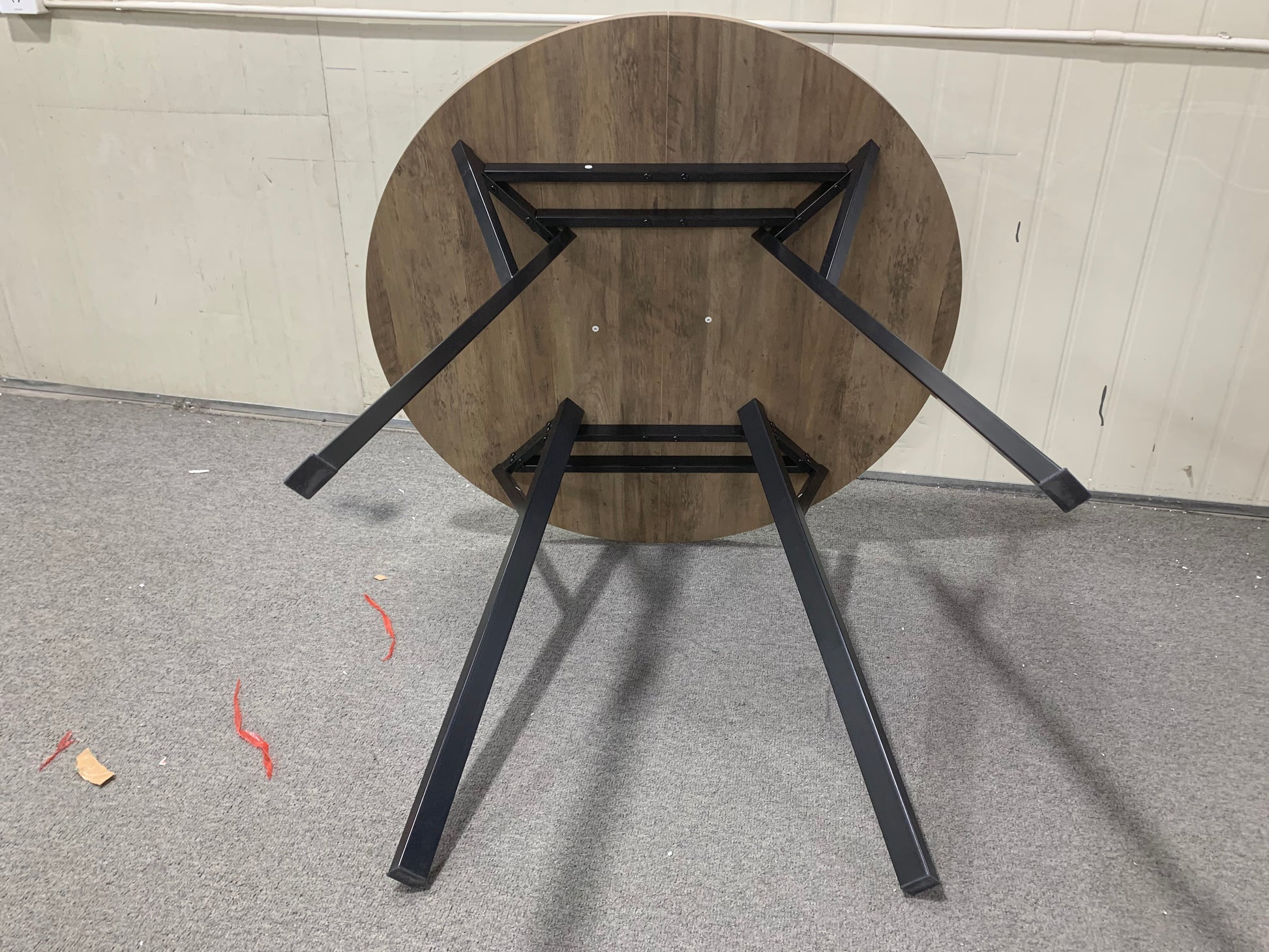 35.43 Inch Round Dining Table, Small Circle Kitchen Table with Metal Black Legs for 2-4 people,Modern Dining Room Table, Brown (only table) image 2