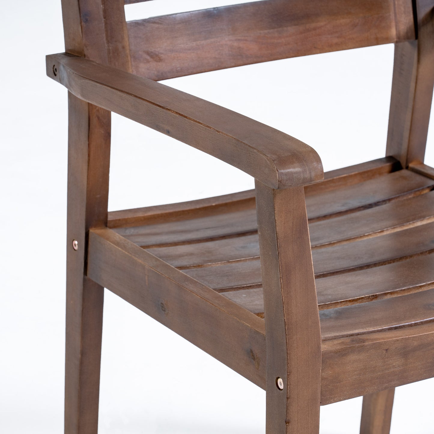 STAMFORD Dining Chairs Set of 2,Acacia Wood Patio Armchair,for Backyard, Poolside, Garden,Dark Brown image 7