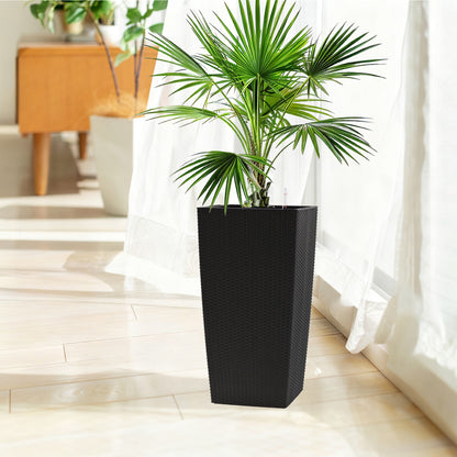30 in Tall Large Flower Pots Planter with Self-Watering Drainage Holes&Inner Trays Indoor Outdoor Plant Pot with Drain Holes, Water Level Monitor,Inner Bucket for Garden, Patio, Porch, Backyard, Black image 1