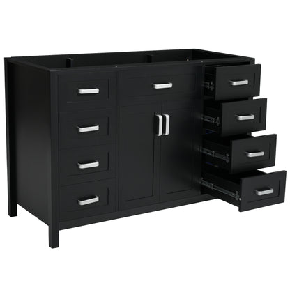 47" Bathroom Vanity without Sink, Cabinet Only, 2 Doors and 8 Drawers, Soft Close System, Classic Design, Black image 9