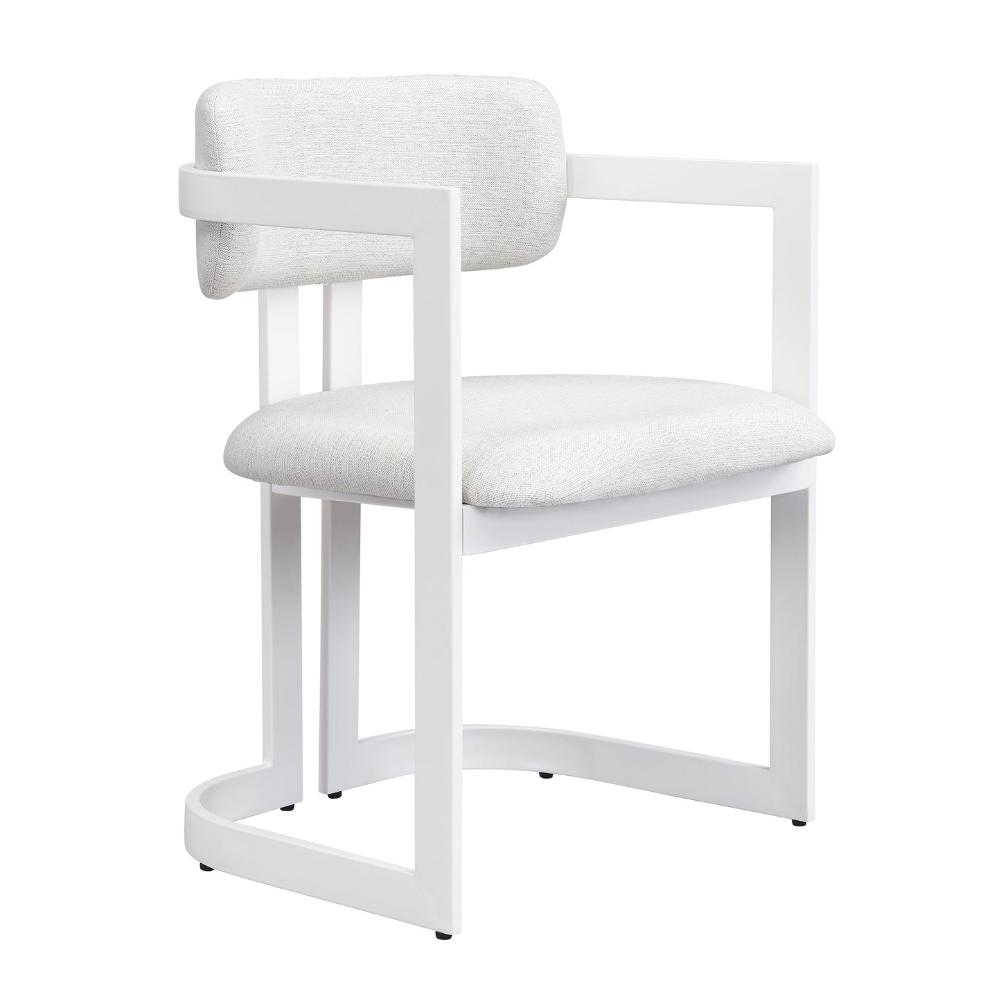 Upholstered Dining Chairs Set of 2, Fabric Armchairs with Beige Seating White Metal Frame, 265 LBS Weight Capacity image 8