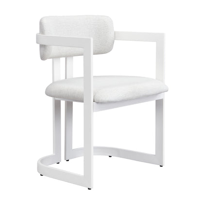 Upholstered Dining Chairs Set of 2, Fabric Armchairs with Beige Seating White Metal Frame, 265 LBS Weight Capacity image 8