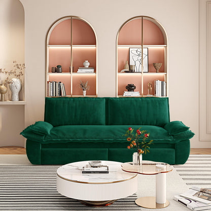 73.2" Queen Pull Out Sofa Bed,3-in-1 Convertible Sleeper Sofa,Multi-Functional Velvet Loveseat Bed,Green(New Sku:W1885S00198/W1885S00231) image 4