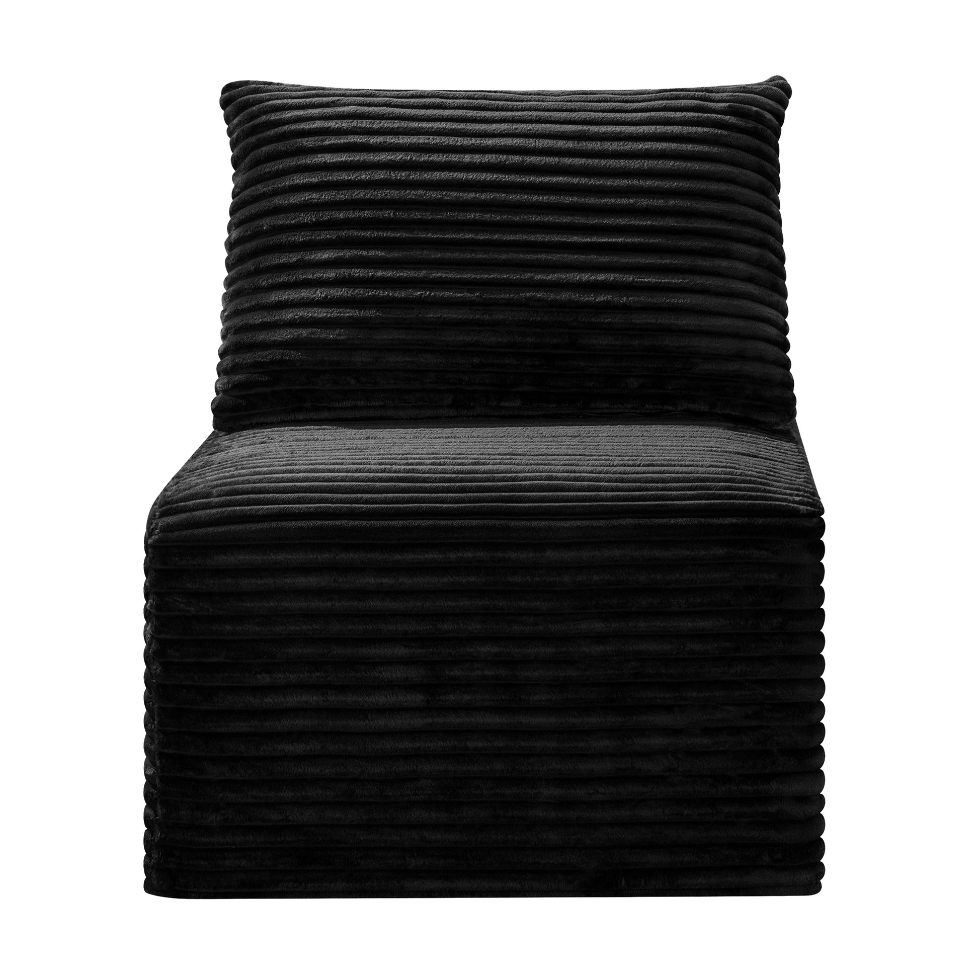 Black Corduroy Modular Compression Sofa, Legless Floor-Hugging Armless Accent Chair for Living Room Bedroom image 11