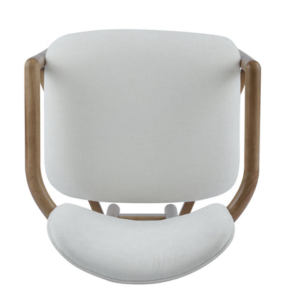 Dining Chairs Set of 2 Upholstered Arm Chairs, Rubber Wood Accent Chairs White Fabric Seating, 300 LBS Weight Capacity image 12
