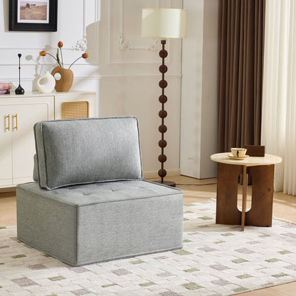 The light gray linen wooden frame sofa can be freely spliced, meeting various needs such as in small apartment living rooms and adapting to various decoration styles." image 8