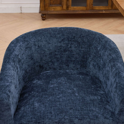 Mid Century Modern Upholstered Barrel Dining Chairs with Arms,Farmhouse Chenille Kitchen & Dining Room Chairs with Natural Hardwood Frame, 19" W Accent Chairs for Living Room,Single Pack,Blue,SW1891BL image 10