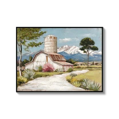 Framed Rustic Farmhouse Canvas Wall Art Beautiful Field Painting Wildflower Barn Print Nature Scenery Picture French Countryside Poster for Bathroom Bedroom Living Room Office Wall Decor 32x24in image 1