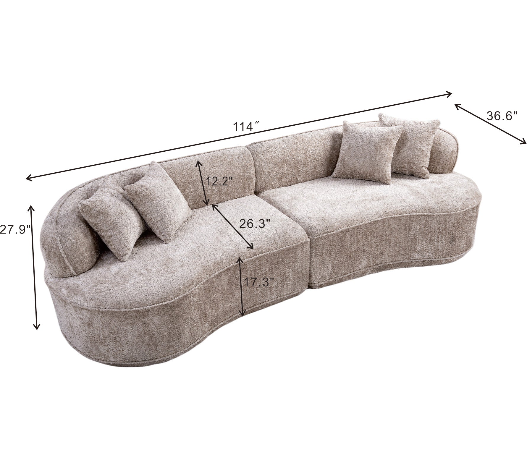 Modern Curved L-Shape Luxury Sectional Oversized Sofa: Minimalist Design, Comfy Sleeper Couch for Living Room, Apartment & Reception Spaces,No Assembly Required image 7