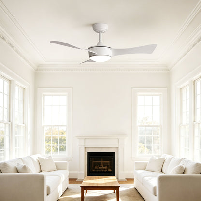 42-inch white ceiling fan with light, Quick-install, Dimmable, DC reversible motor, Timer function (1/4/8 hours), Light with memory function image 4