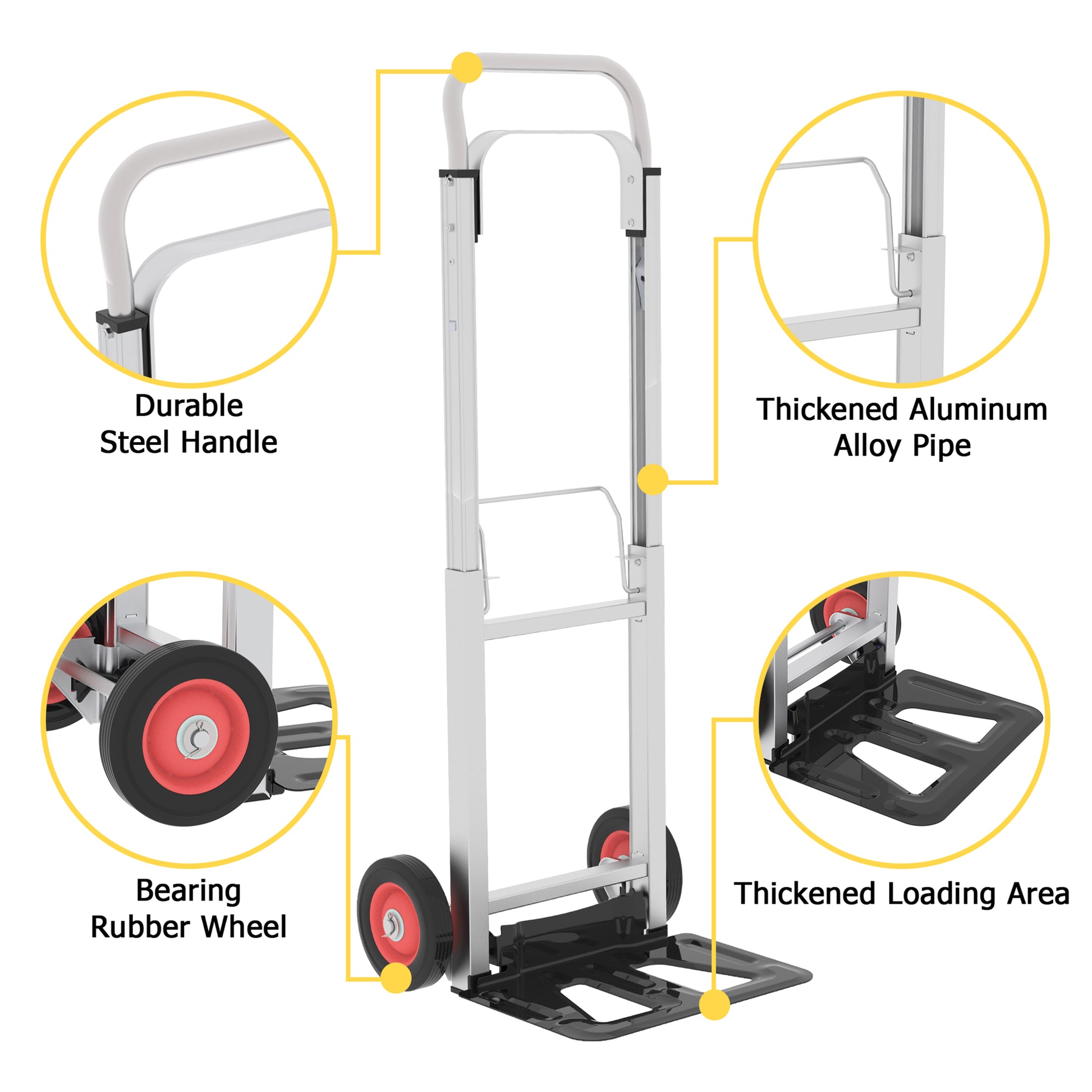 Folding Hand Truck Heavy Duty Foldable Dolly Cart with Wheels, Aluminum Collapsible Hand Cart Portable with Telescoping Handle image 3
