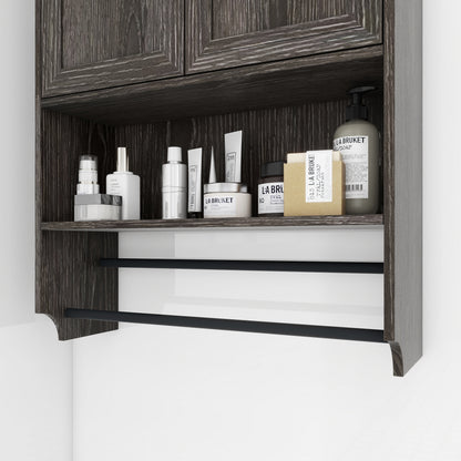 Bathroom Wall Cabinet with Doors,Adjustable Shelf,Towel Bar and Paper Holder, Over The Toilet Storage Cabinet, Medicine Cabinet for Bathroom-Grey image 6