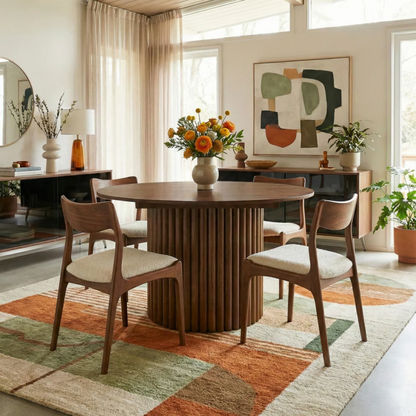 Merlin Solid Wood Walnut Round Dining Table image 6