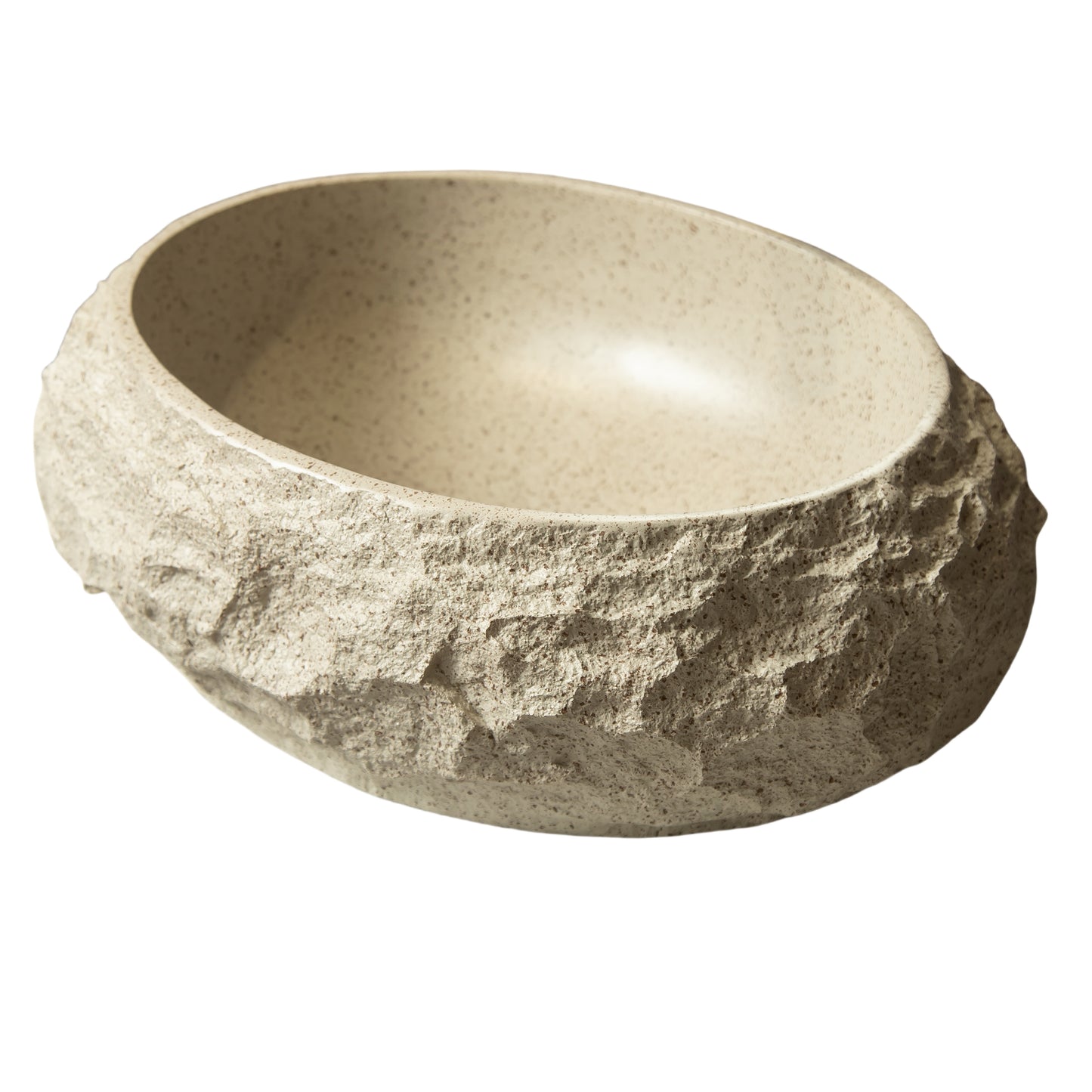 Luna 18'' Bathroom Sink, Irregular Oval Resin Vessel Basin with Stone Pattern, Artistic Style Sink, NO Faucet, Beige Color image 1