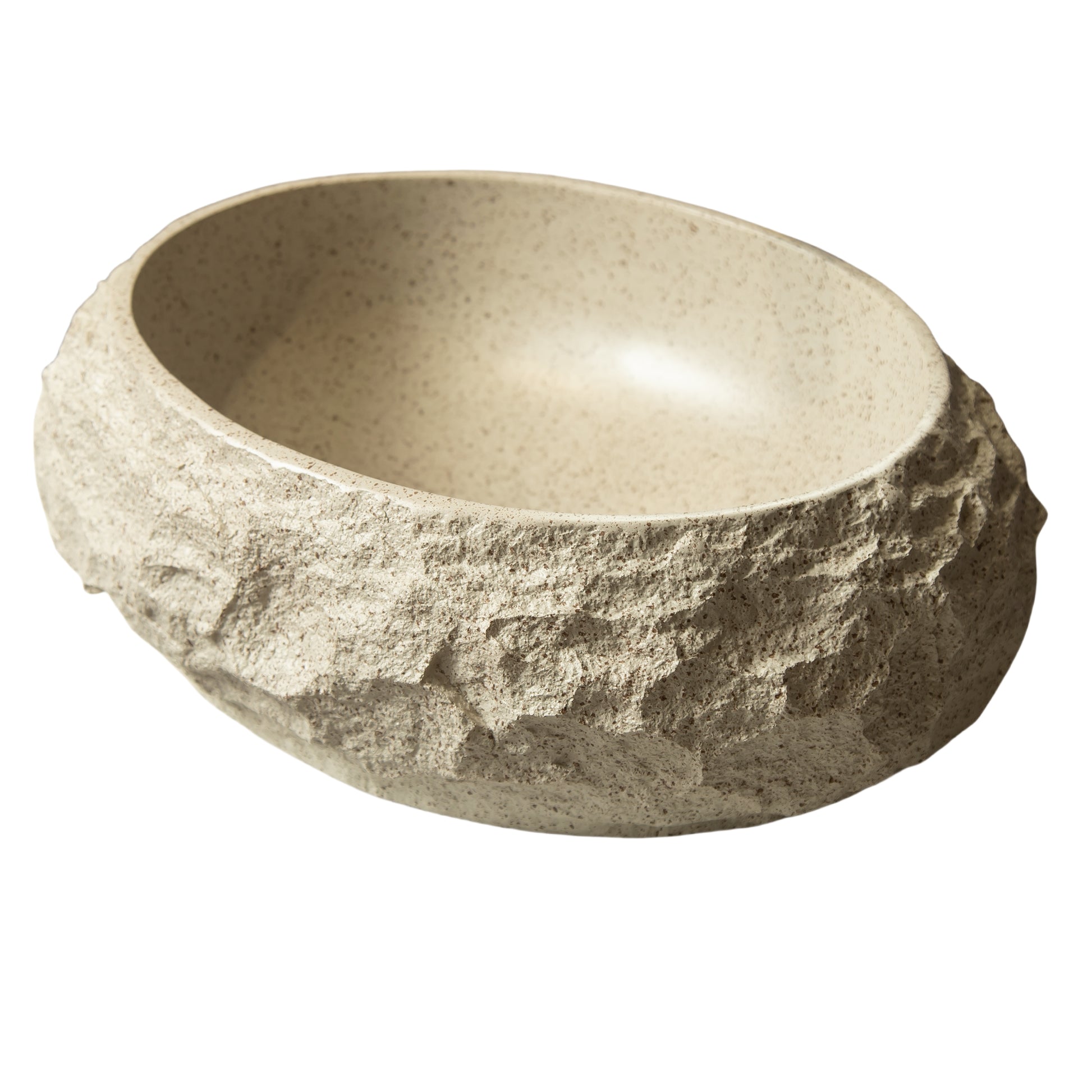 Luna 18'' Bathroom Sink, Irregular Oval Resin Vessel Basin with Stone Pattern, Artistic Style Sink, NO Faucet, Beige Color image 1