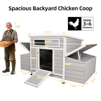 Large Wooden Chicken Coop Outdoor Hen House Poultry Cage for Outdoor with 2 Sides Nesting Boxes image 2