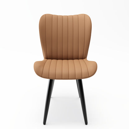 Set of 4 Modern PU Leather Dining Chairs with Thick Cushions & Metal Legs, Armless Faux Leather Side Chairs for Kitchen, Dining Room image 10