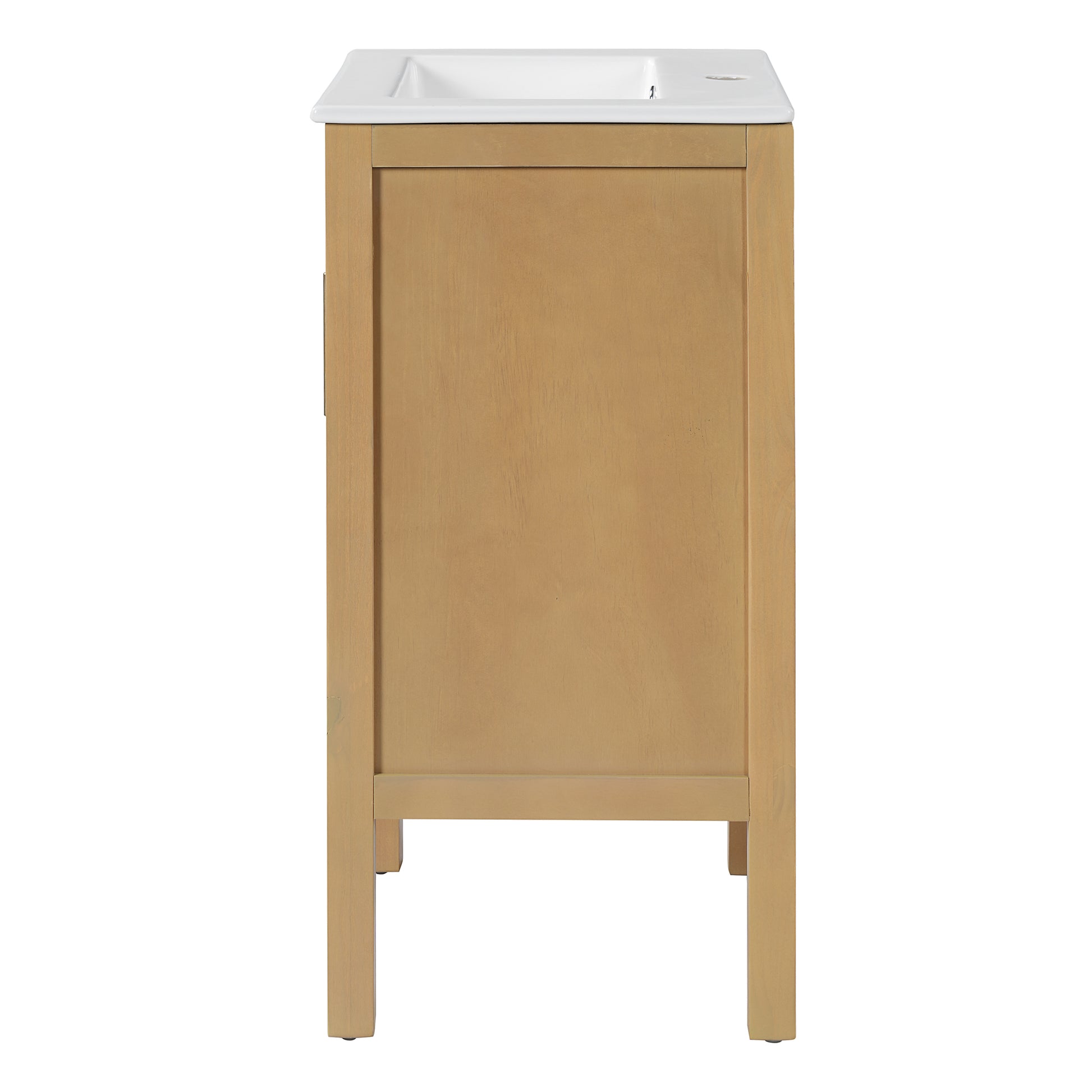 18" Bathroom Cabinet with Storage, Small Space Solution with Ceramic Sink, Adjustable Shelf, Soft-Closing Hinges image 11