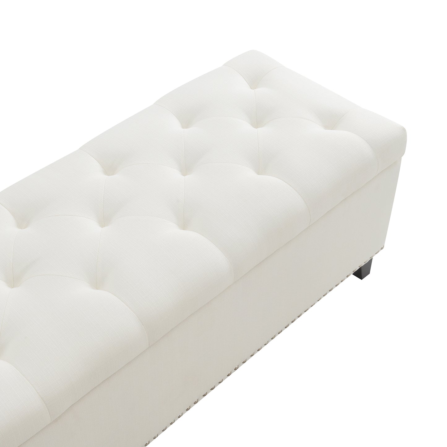 47.5" Storage Ottoman, Storage Bench with Safety Close Hinge, Linen Button-Tufted Ottoman for Living Room, Entryway, Hallway, Foot Rest, Support 500lbs - Beige image 10