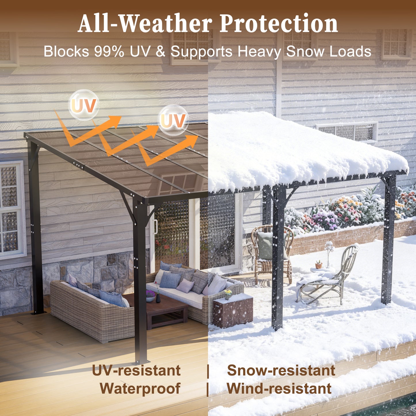 14x10 FT Hardtop Gazebo, Heavy Duty Outdoor Pergola with Tinted Polycarbonate Roof, UV & Snow Resistant, Rustproof Aluminum Frame – For Patio, Backyard, Garden, Carport image 4
