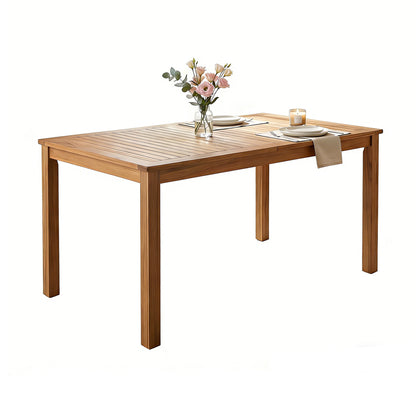 TOPMAX Patio Wooden Dining Table, Outdoor 67"L Rectangular Table for Poolside, Backyard, Garden, Indoor/Outdoor, Natural image 4
