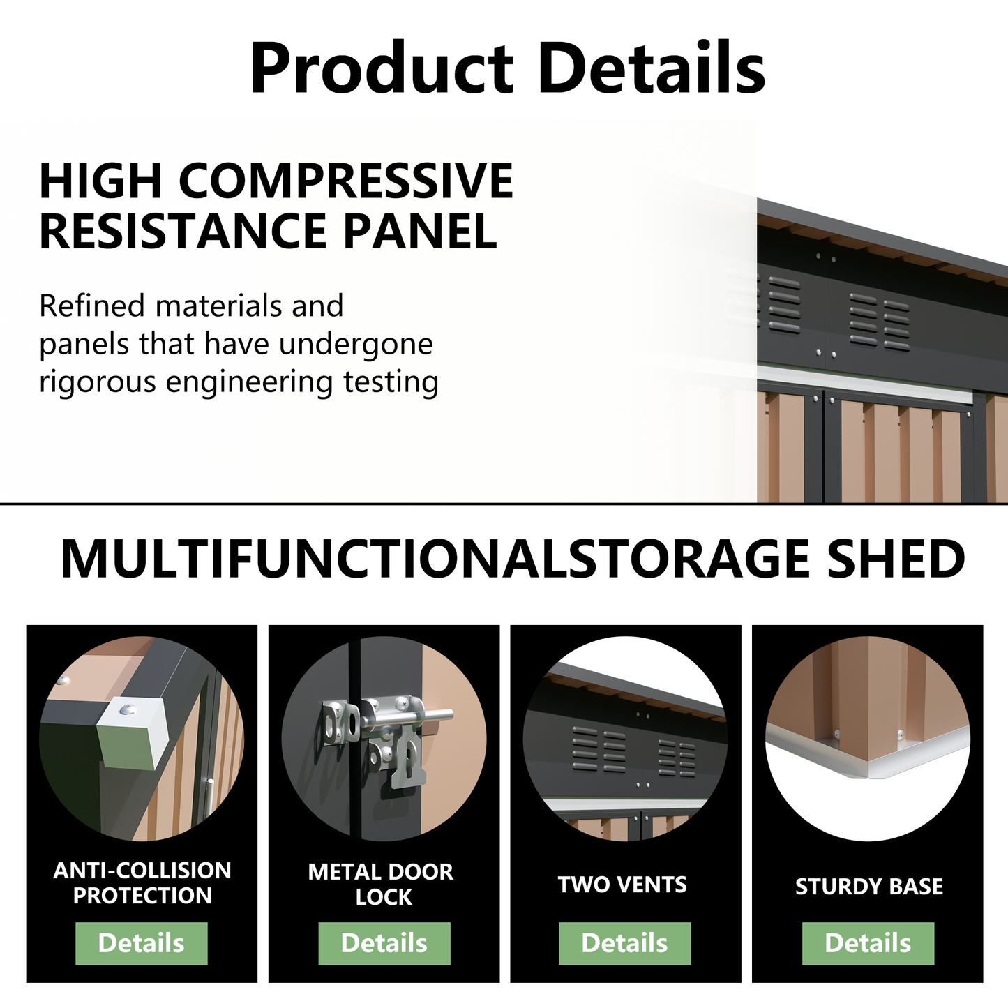 6x4 FT Metal Garden Shed with Hinge Door Pent Roof,Brown Storage Shed for Patio Backyard image 2