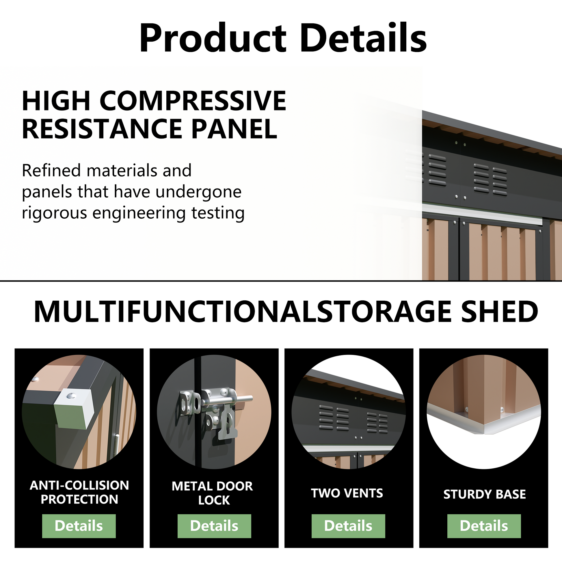6x4 FT Metal Garden Shed with Hinge Door Pent Roof,Brown Storage Shed for Patio Backyard image 2