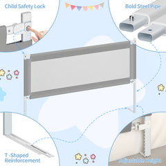 Safe Detachable Bed Rail for Toddlers - Baby Bed Guard (Grey)