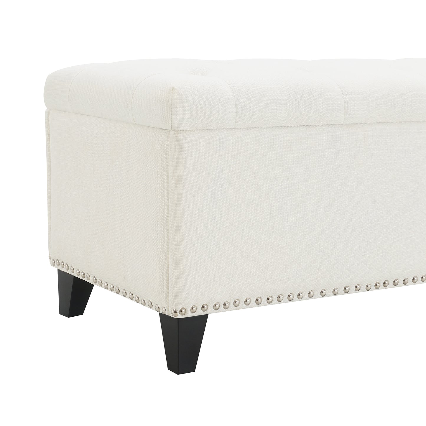 47.5" Storage Ottoman, Storage Bench with Safety Close Hinge, Linen Button-Tufted Ottoman for Living Room, Entryway, Hallway, Foot Rest, Support 500lbs - Beige image 9